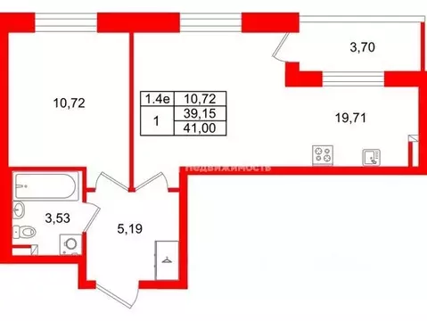 1-к кв. Санкт-Петербург Пулковское ш., 109к3 (39.15 м)