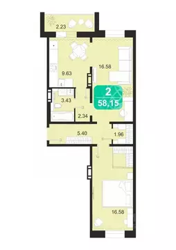 2-к кв. Забайкальский край, Чита Сосновый Бор мкр,  (58.15 м)
