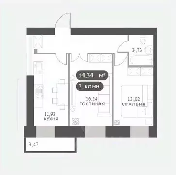 2-к кв. Красноярский край, Красноярск Академгородок мкр,  (54.34 м)