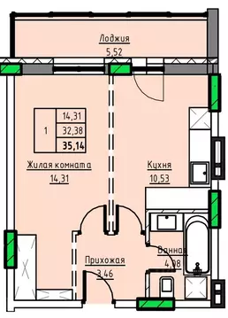 1-к кв. Алтайский край, Заринск просп. Строителей, 29В (35.14 м)