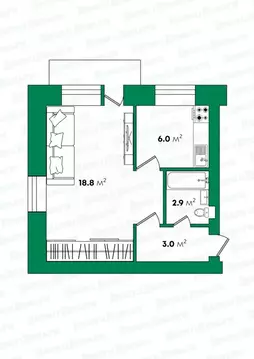 1-к кв. Кировская область, Киров Октябрьский просп., 81А (30.7 м)