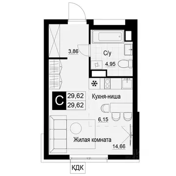 Студия Самарская область, Самара АмГрад жилой комплекс (30.7 м)