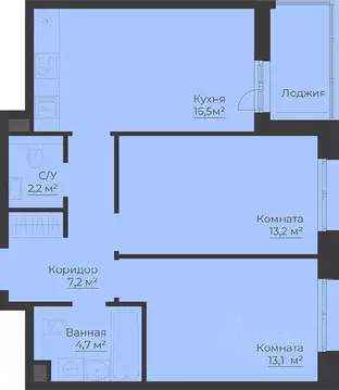 2-к кв. Ярославская область, Рыбинск Западный п/р, Малиновский Квартал ...