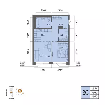 2-к кв. Башкортостан, Уфа Зеленая Роща жилрайон, Урбаника жилой ...