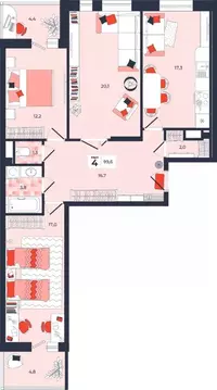 4-к кв. Тульская область, Тула ул. Академика Насоновой, 1А (99.6 м)