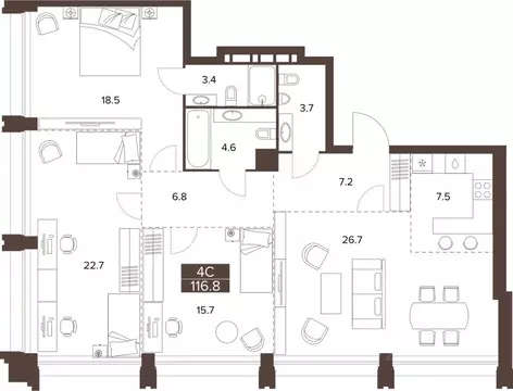 3-к кв. Алтайский край, Барнаул Социалистический просп., 97 (116.8 м)
