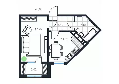 1-к кв. Дагестан, Каспийск просп. Акулиничева (43.86 м)