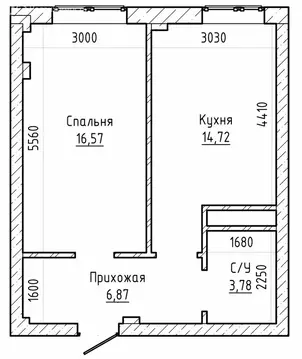 1-комнатная квартира: Нальчик, Кабардинская улица, 200 (43.66 м)
