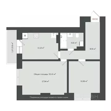 2-к кв. Ярославская область, Ярославль ул. Соловьева, 5 (58.1 м)