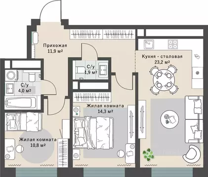 2-к кв. Свердловская область, Екатеринбург Эльмаш жилрайон, Изумрудный ...