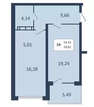 1-к кв. Ставропольский край, Кисловодск  (59.82 м)