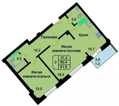 2-к кв. Псковская область, Псковский район, Писковичская волость, д. ...