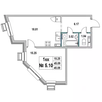 1-к кв. Ленинградская область, Выборг ул. 2-я Южная, 4 (45.09 м)