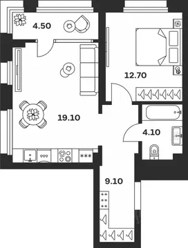 1-к кв. Тульская область, Тула ул. Михеева, 9А (49.5 м)