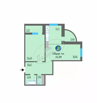 2-комнатная квартира: Калуга, Минская улица, 23к1 (65.94 м)