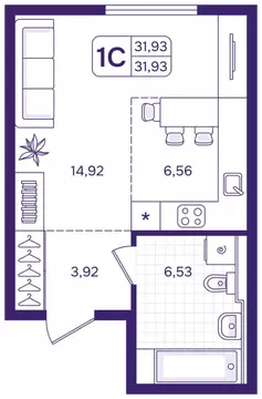 Студия Приморский край, Владивосток ул. Борисенко (31.93 м)