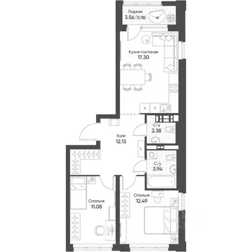 2-к кв. Свердловская область, Екатеринбург бул. Вдохновения, 4 (60.7 ...