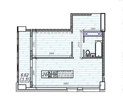 2-к кв. Приморский край, Владивосток Суприм жилой комплекс (46.95 м)
