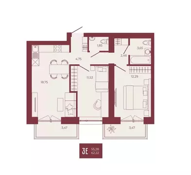 3-к кв. Пензенская область, Пенза ул. Тепличная, 55 (62.22 м)
