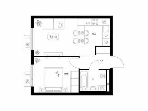 1-комнатная квартира: Мытищи, ЖК Ярославский Квартал (36.3 м)