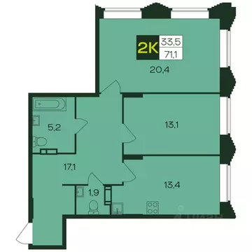 2-к кв. Чувашия, Чебоксары просп. Чебоксарский (71.1 м)