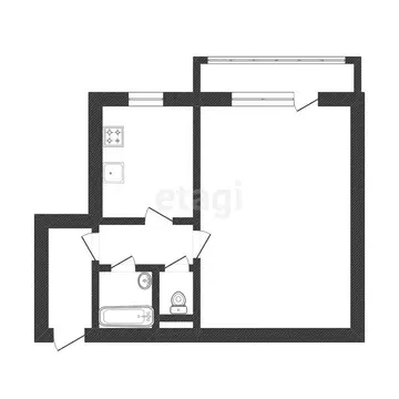 1-комнатная квартира: Иркутск, микрорайон Первомайский, 6 (29.4 м)