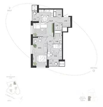 2-к кв. Тульская область, Тула ул. Фридриха Энгельса, 74 (81.25 м)