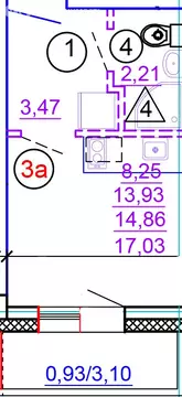 Квартира-студия: Тверь, Медовая улица, 9к6 (17.35 м)