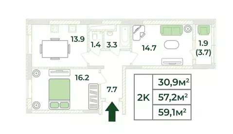 2-к кв. Крым, Симферопольский район, с. Мирное, Жигулина Роща мкр  ...