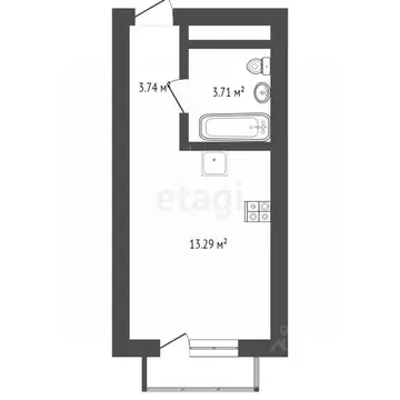 Студия Тюменская область, Тюмень ул. Андрея Приказнова, 1 (21.23 м)