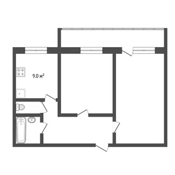 2-комнатная квартира: Тобольск, 10-й микрорайон, 14 (47.2 м)