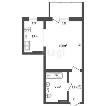 1-комнатная квартира: Ялта, Бакунинский проезд, 13 (32 м)