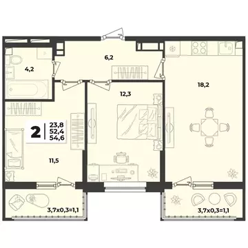 1-к кв. Краснодарский край, Краснодар  (35.7 м)