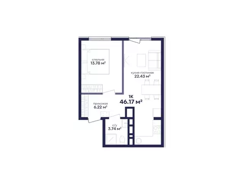 1-к кв. Дагестан, Дербент Камеллия жилой комплекс (46.17 м)