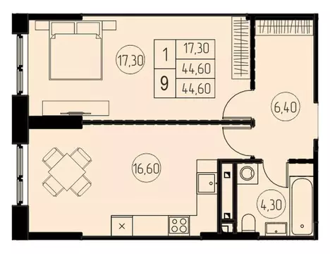 1-к кв. Московская область, Пушкино Писаревская ул. (44.6 м)
