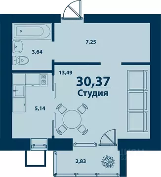 1-к кв. Башкортостан, Уфа ул. Ивана Спатара, 18 (30.37 м)