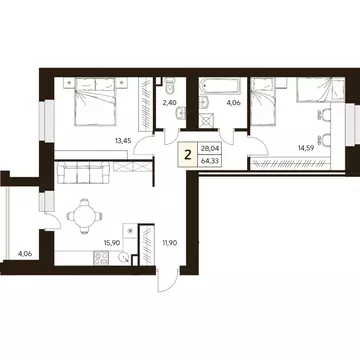 2-к кв. Башкортостан, Уфа ул. Жуковского, 19А (64.33 м)