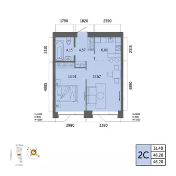 2-к кв. Башкортостан, Уфа Зеленая Роща жилрайон, Урбаника жилой ...