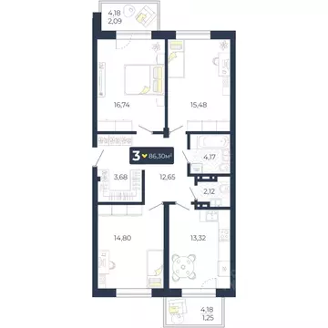 3-к кв. Красноярский край, Красноярск городской округ, пос. Солонцы, ...