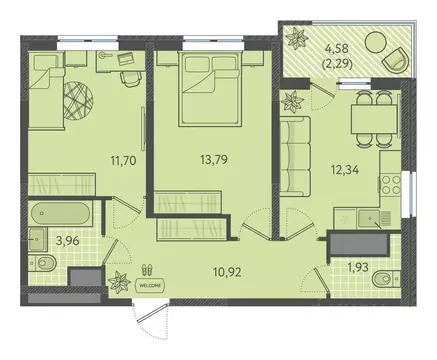 2-к кв. Краснодарский край, Краснодар Теплые Края жилой комплекс ...