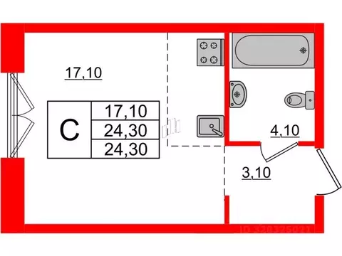 Студия Санкт-Петербург наб. Обводного Канала, 169 (24.1 м)