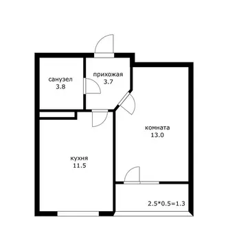 1-комнатная квартира: Краснодар, улица Наставников, 12 (33.4 м)