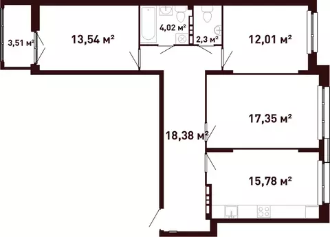 3-к кв. Свердловская область, Екатеринбург ул. Калинина, 55 (85.17 м)