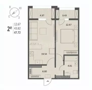 2-к кв. Воронежская область, Воронеж Краснознаменная ул., 72 (47.8 м)