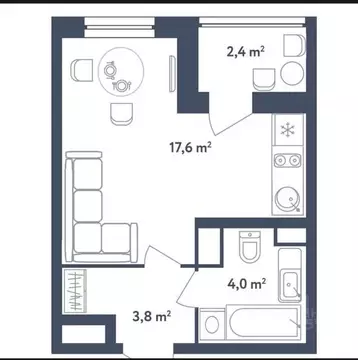 Студия Москва Илимская ул., 1Вк1 (27.0 м)