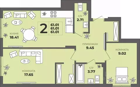2-к кв. Калининградская область, Калининград ул. Генерала Толстикова, ...