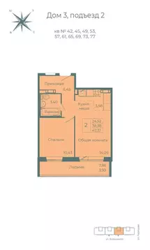 2-к кв. Кемеровская область, Кемерово Южный мкр, 10-й мкр, Весна жилой ...