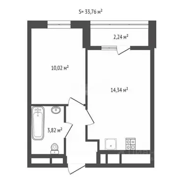 1-к кв. Тульская область, Тула ул. Купцов Гречихиных, 10 (33.76 м)