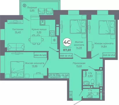 3-к кв. Ростовская область, Ростов-на-Дону Левенцовский мкр, ...