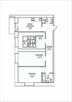 3-к кв. Самарская область, Самара ул. Стара-Загора, 249А (82.12 м)